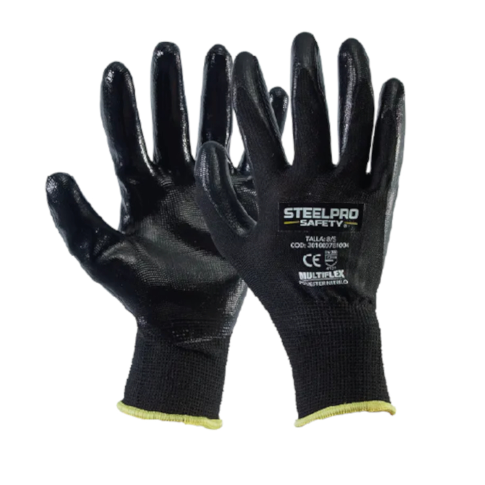 guante poliester nitrilo steelpro