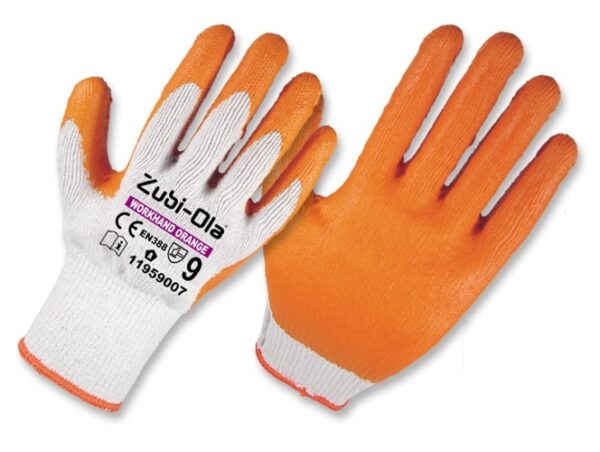 Guante Polycotton Latex Workhand Orange Zubiola